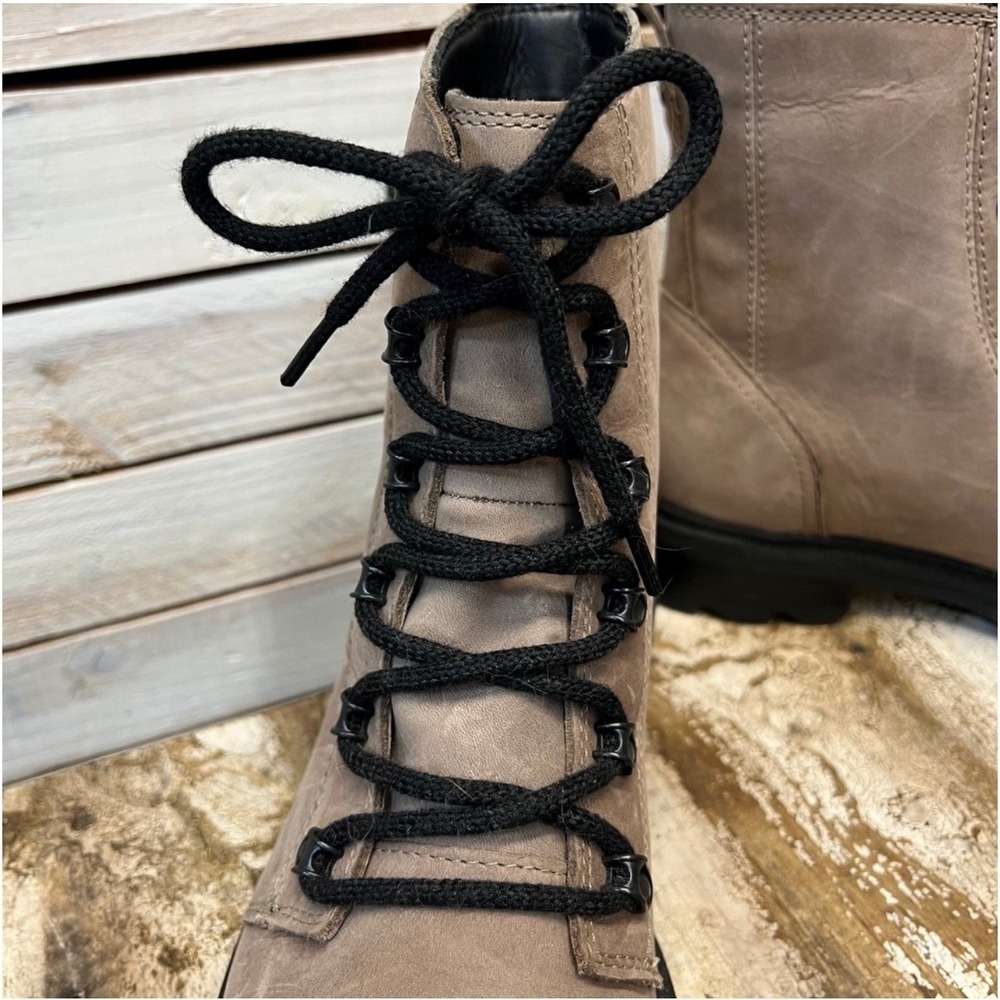 Sorel Taupe Leather Lennox Waterproof Combat Lug Sole Boots 10.5 - Picture 9 of 9